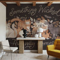 Pumpkins and Paws I Dark Mural Wallpaper - room preview 04