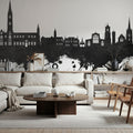 Salisbury England Skyline Black & White Mural Wallpaper - room preview 04