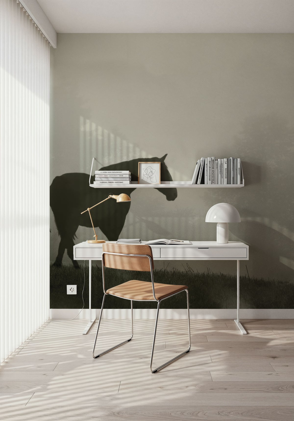 Morning Meadow Horses IV Mural Wallpaper - room preview 04