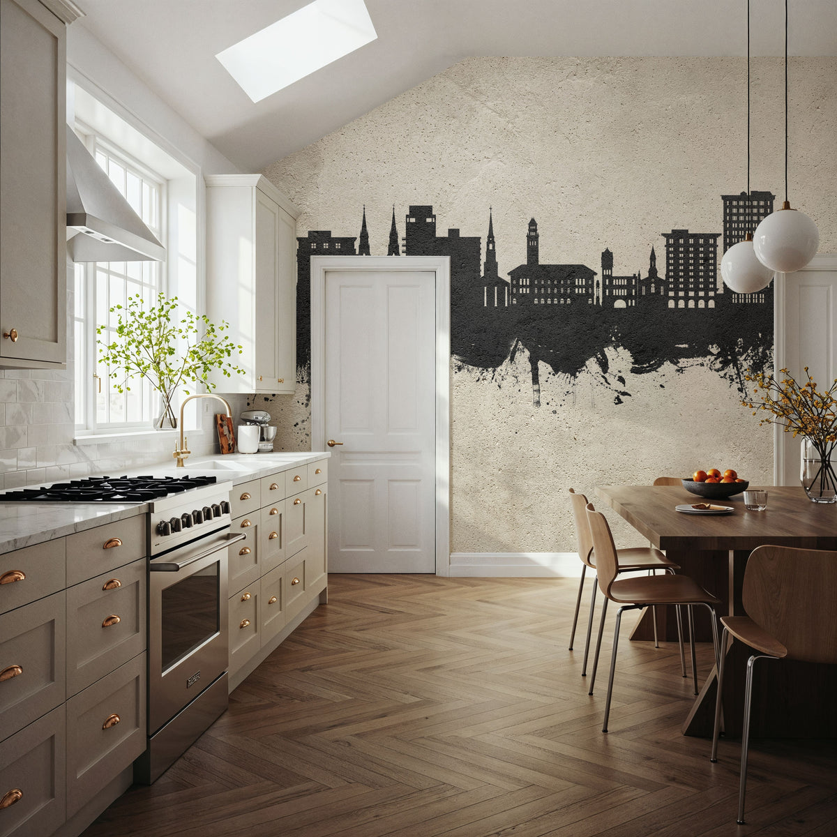 Savannah Georgia Skyline Concrete Mural Wallpaper - room preview 04