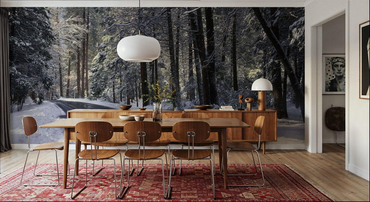 Winter's Passage Forest Mural Wallpaper - room preview 04