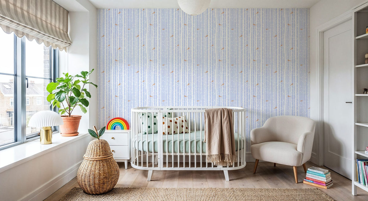 Forest View, Sky Blue Mural Wallpaper - room preview 04