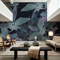Big Orchids Dark Green Mural Wallpaper - room preview 04