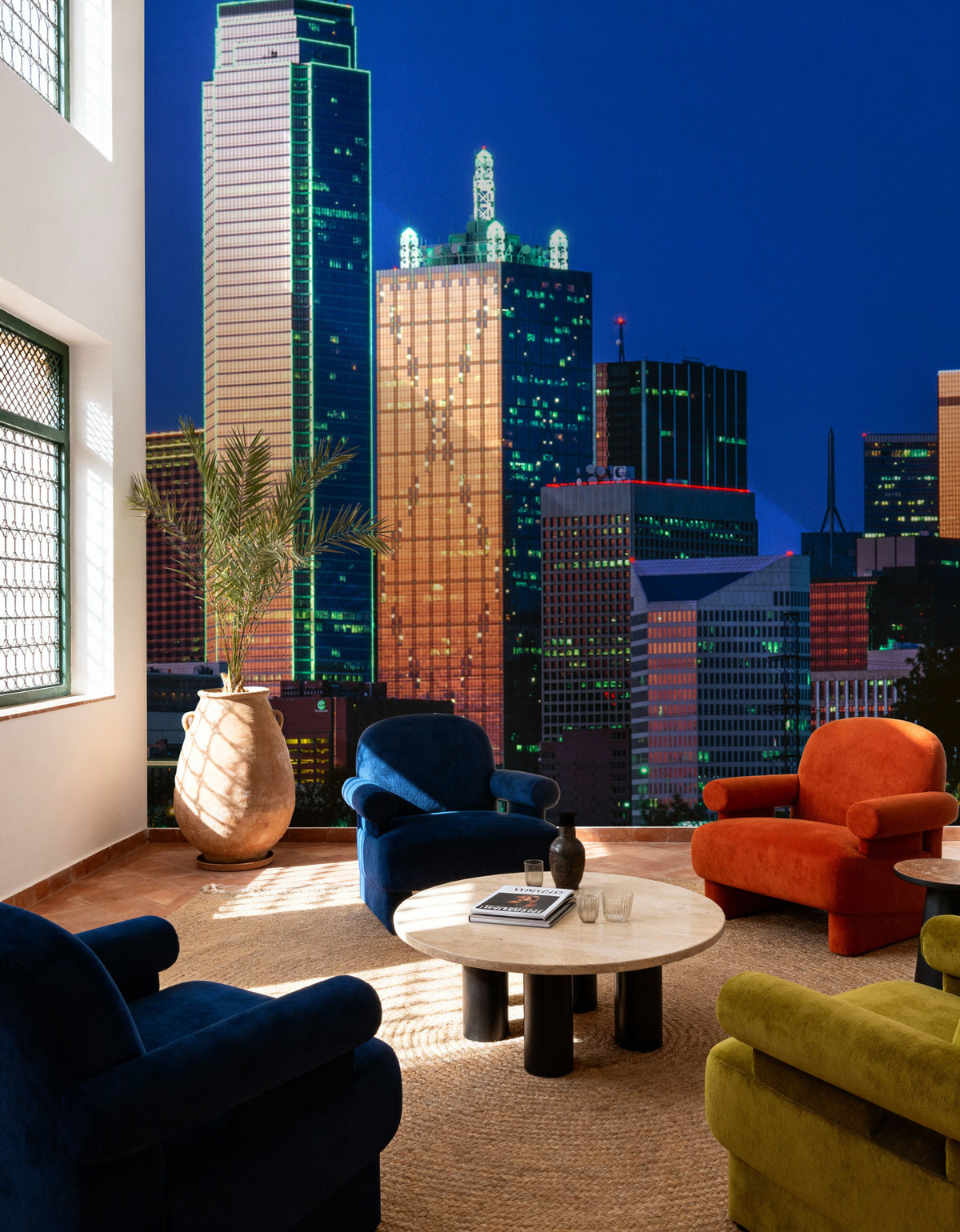 Cobalt Metropolis Mural Wallpaper - room preview 04