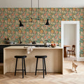Harvest Paisley Mini Green Mural Wallpaper - room preview 04