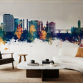 Spokane Washington Skyline Blue & Bronze Mural Wallpaper - room preview 04