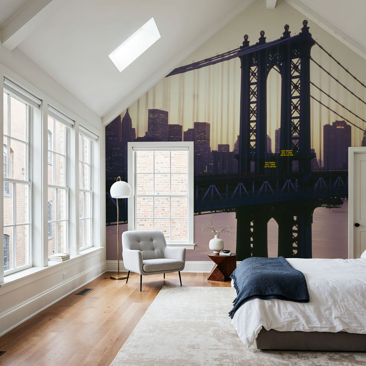 Golden Hour Brooklyn Bridge Reflections Mural Wallpaper - room preview 04