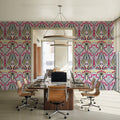 Floral Art Deco Aura, Pink Pop Mural Wallpaper - room preview 04