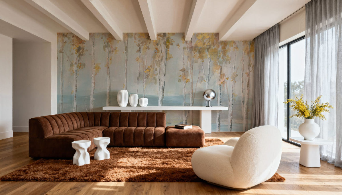 Lakeview Birches Mural Wallpaper - room preview 04