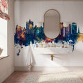 Sarasota Florida Skyline Blue & Bronze Mural Wallpaper - room preview 04
