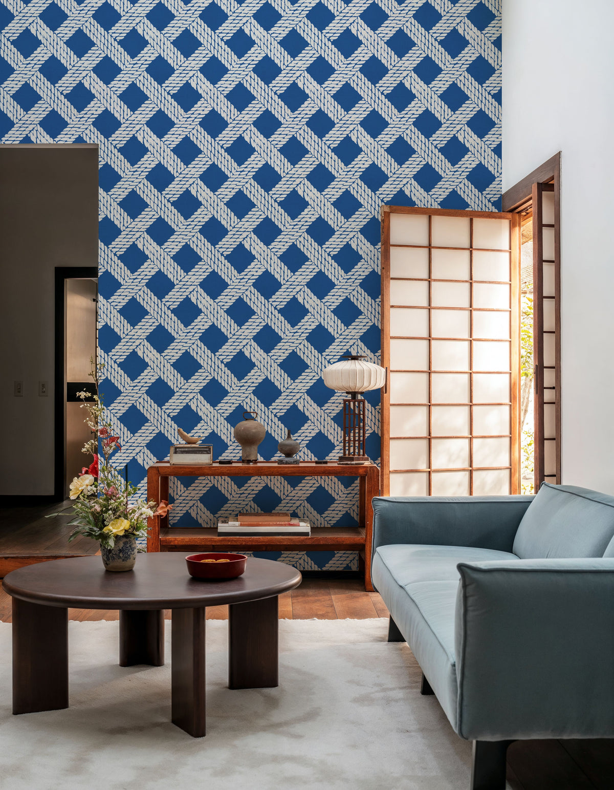 Seafood Shanty White on Blue I Mural Wallpaper - room preview 04