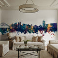 Gateshead England Skyline Blue & Bronze Mural Wallpaper - room preview 04