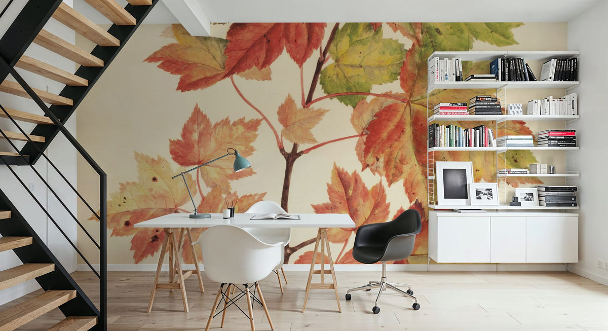 Fall Leaves II Muted Mural Wallpaper - room preview 04