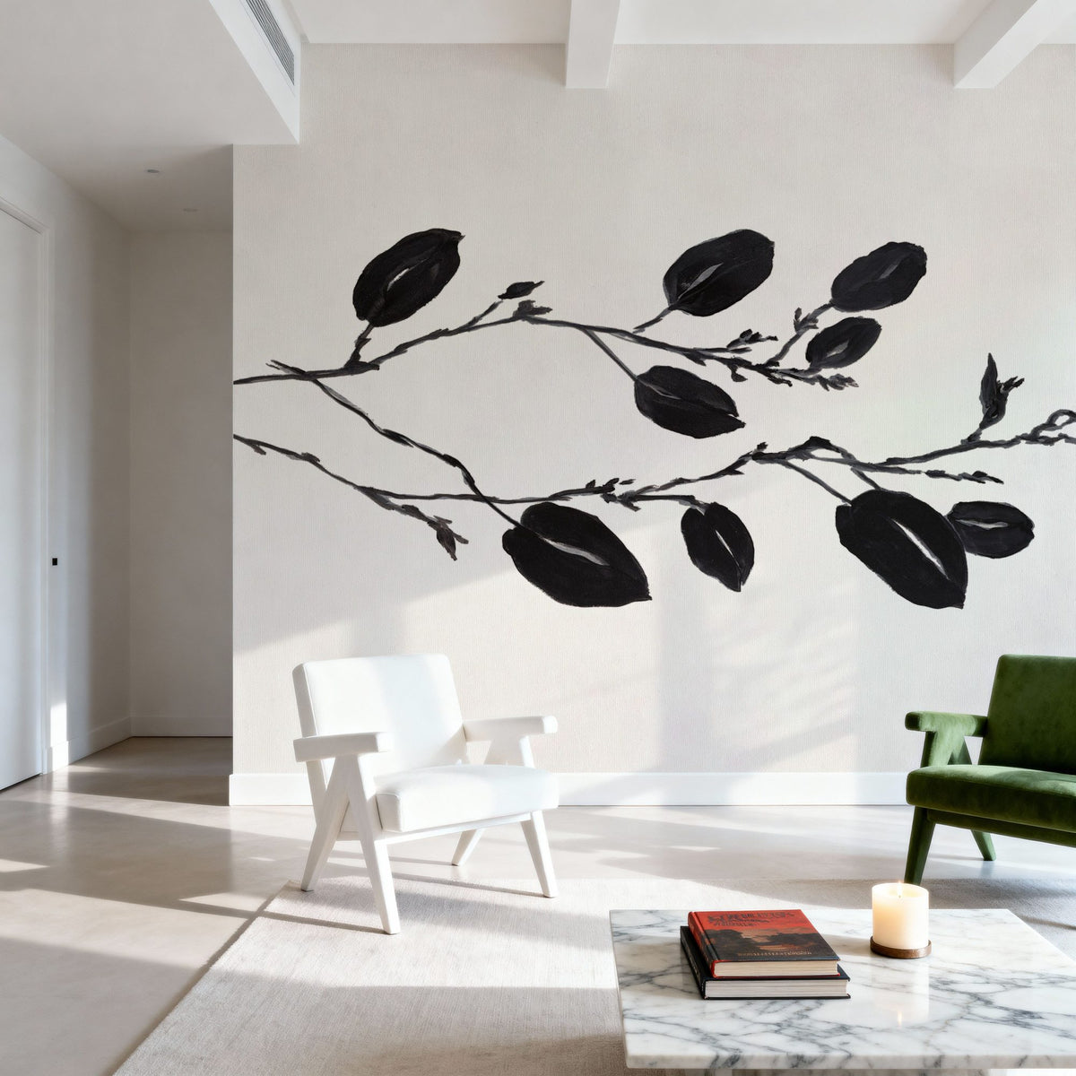 Shadow Leaves I Mural Wallpaper - room preview 04