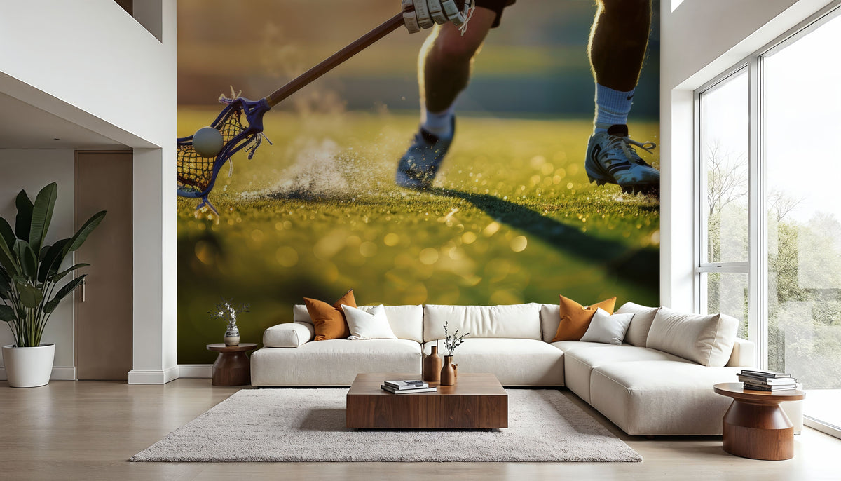 Lacrosse Action Mural Wallpaper - room preview 04