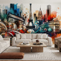 Watercolor Skyline Paris III Mural Wallpaper - room preview 04