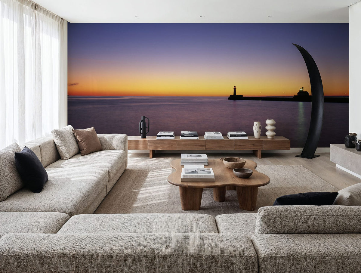 Harbor Sunset Glow Mural Wallpaper - room preview 04