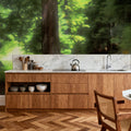 Sunlit Forest Path Mural Wallpaper - room preview 04
