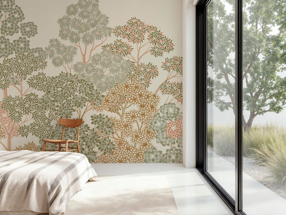Overleaf Woodland, Green Mural Wallpaper - room preview 04