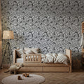Negative Leaf, Black & White Mural Wallpaper - room preview 04