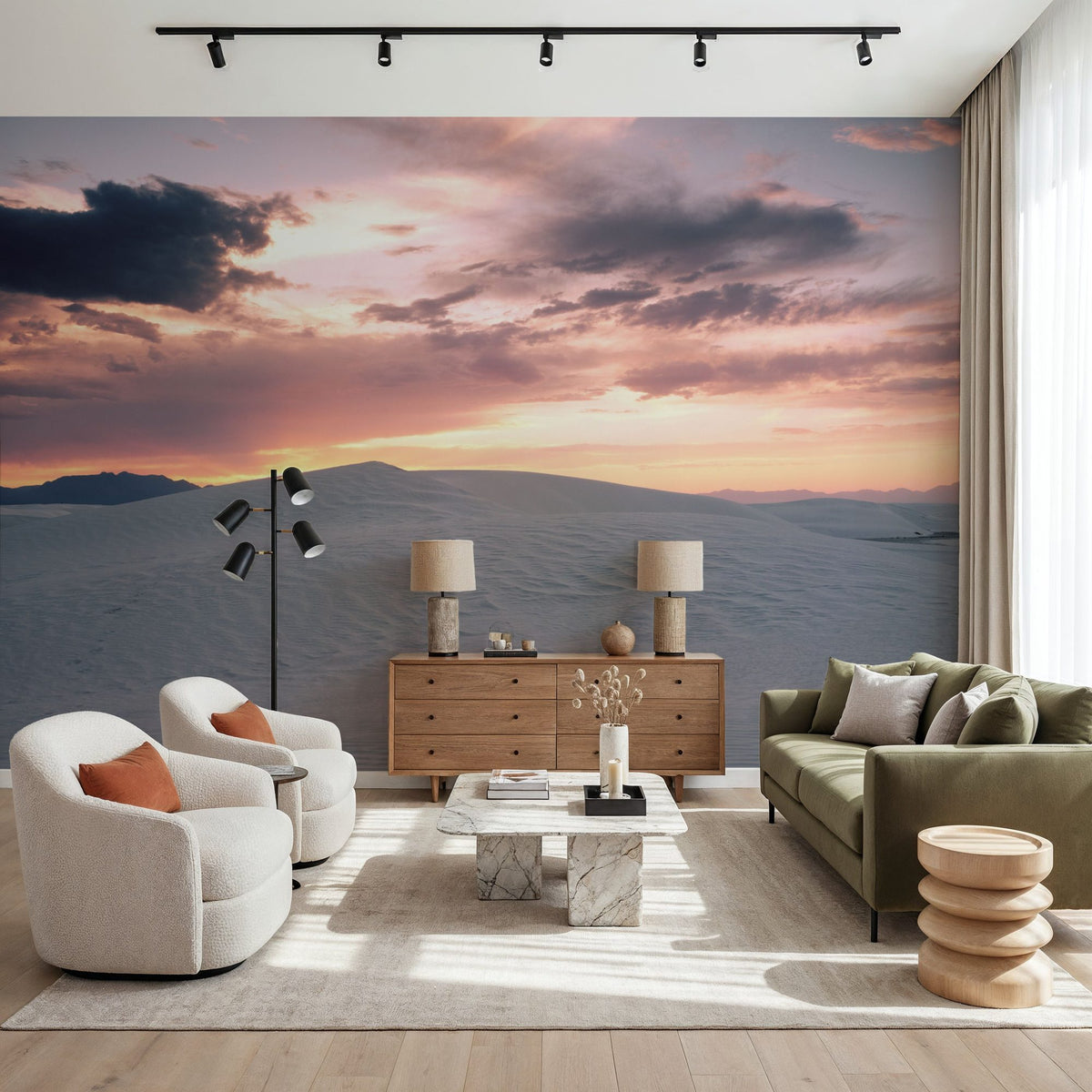 White Dunes At Twilight Mural Wallpaper - room preview 04