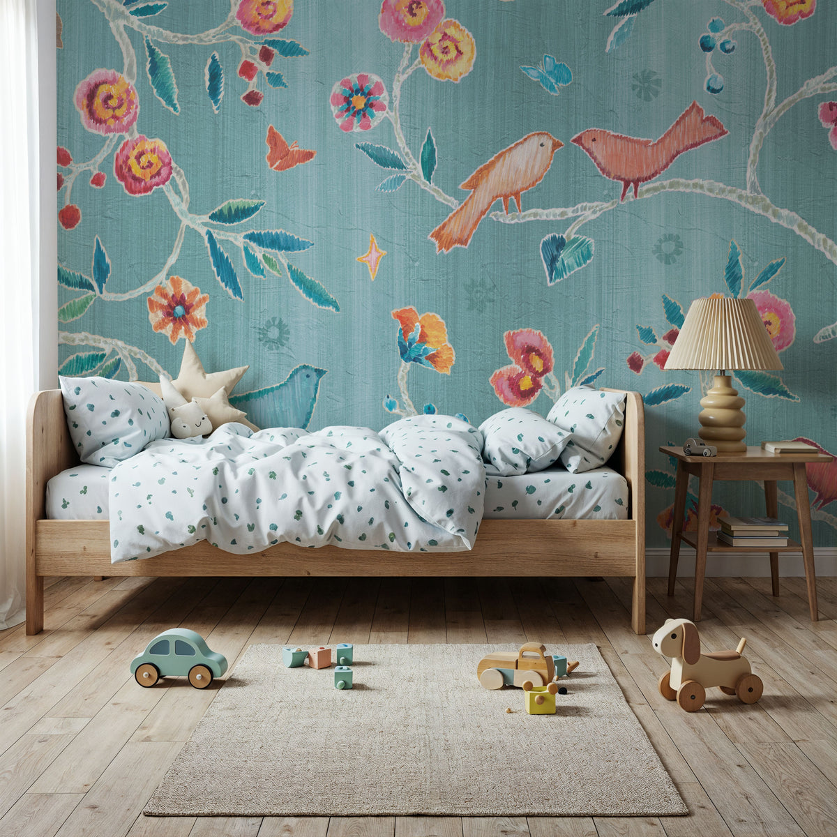 My Bohemian Life Love Blue Mural Wallpaper - room preview 04