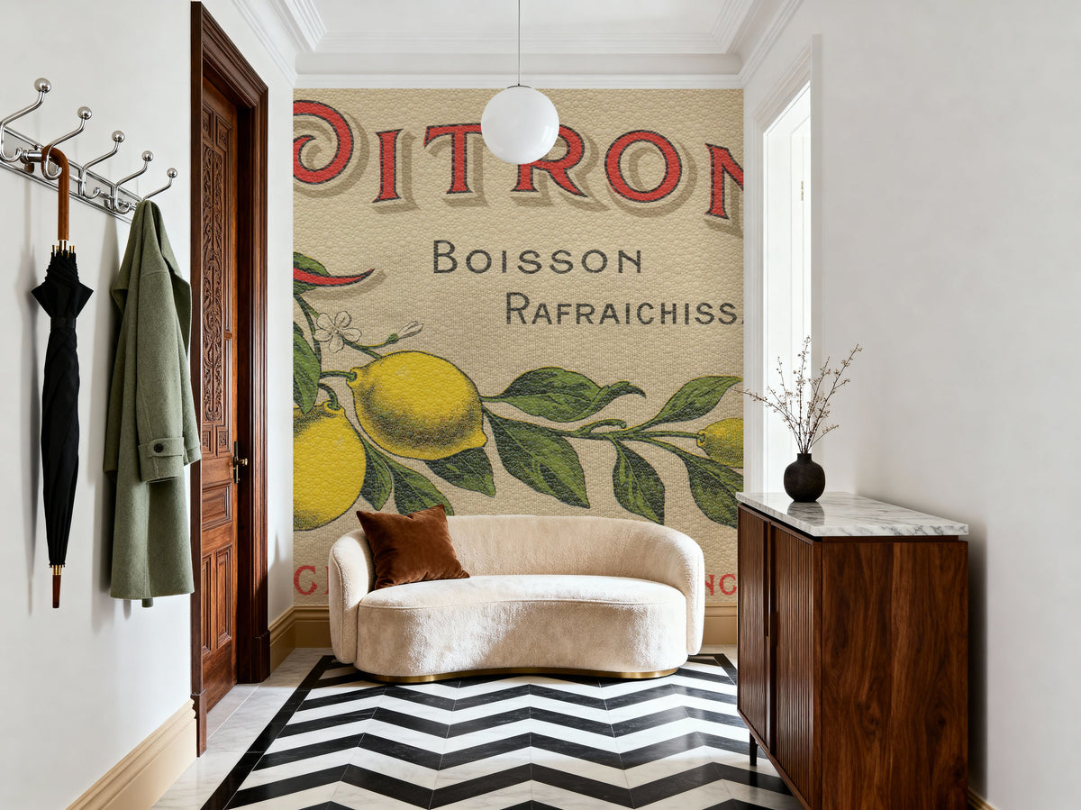 Lemon Label Mural Wallpaper - room preview 04