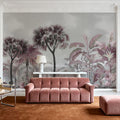 Tropical Forest Strolls Gray Blue Mural Wallpaper - room preview 04