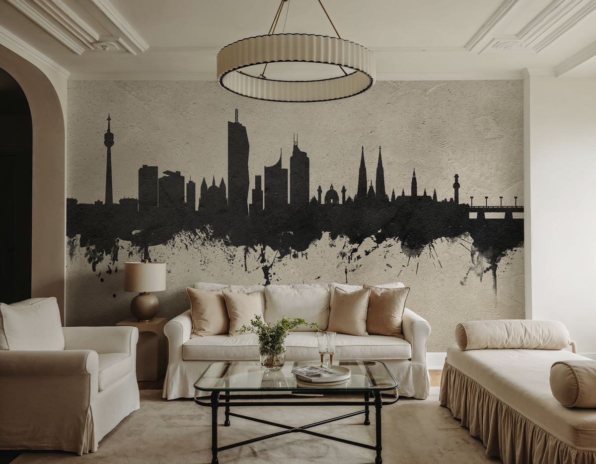 Vienna Austria Skyline Concrete Mural Wallpaper - room preview 04