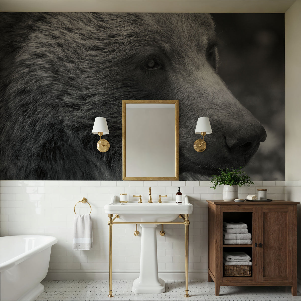 British Columbia Grizzly Portrait Mural Wallpaper - room preview 04