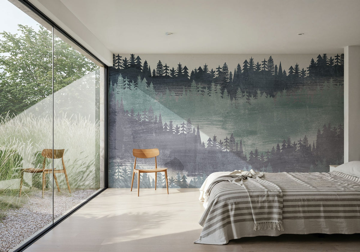 Mountainscape Blush Mural Wallpaper - room preview 04