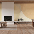 Embracing Shapes, Butter Yellow Mural Wallpaper - room preview 04