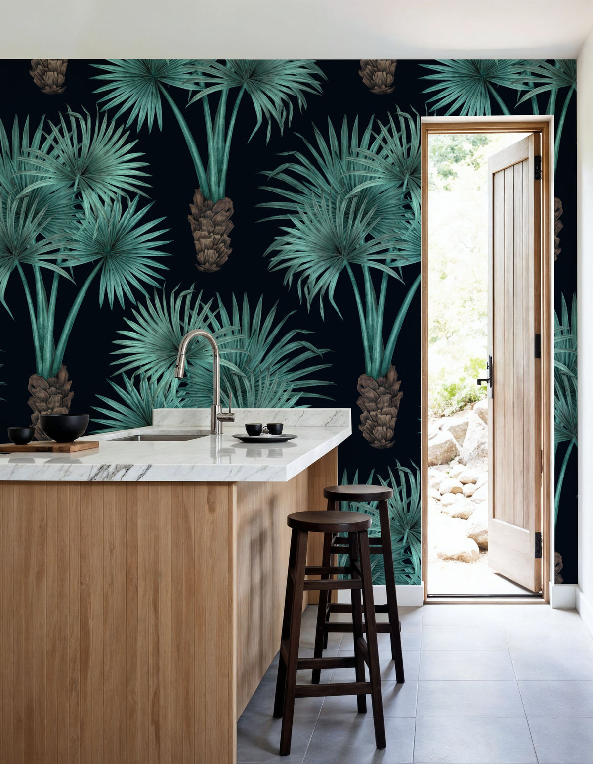 Elephant Ear Tree, Turqouise Mural Wallpaper - room preview 04
