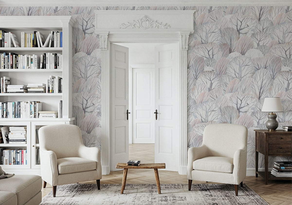 White Forest Treetops Mural Wallpaper - room preview 04
