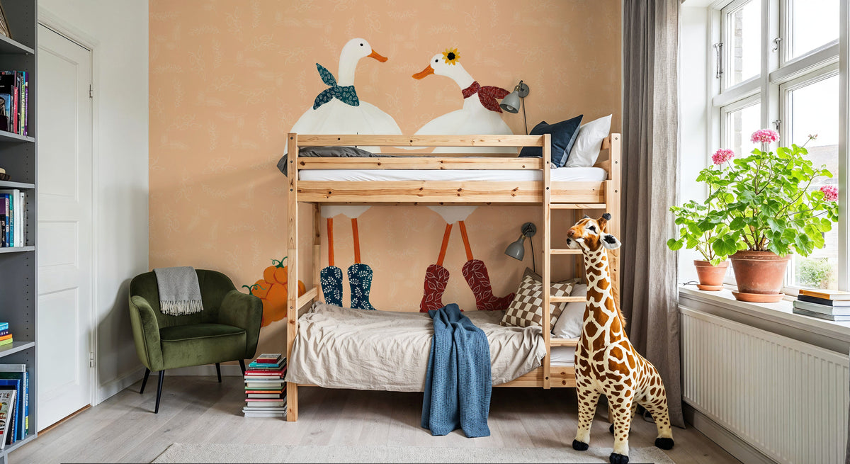 Ducks in the Pumpkin Patch II Mural Wallpaper - room preview 04