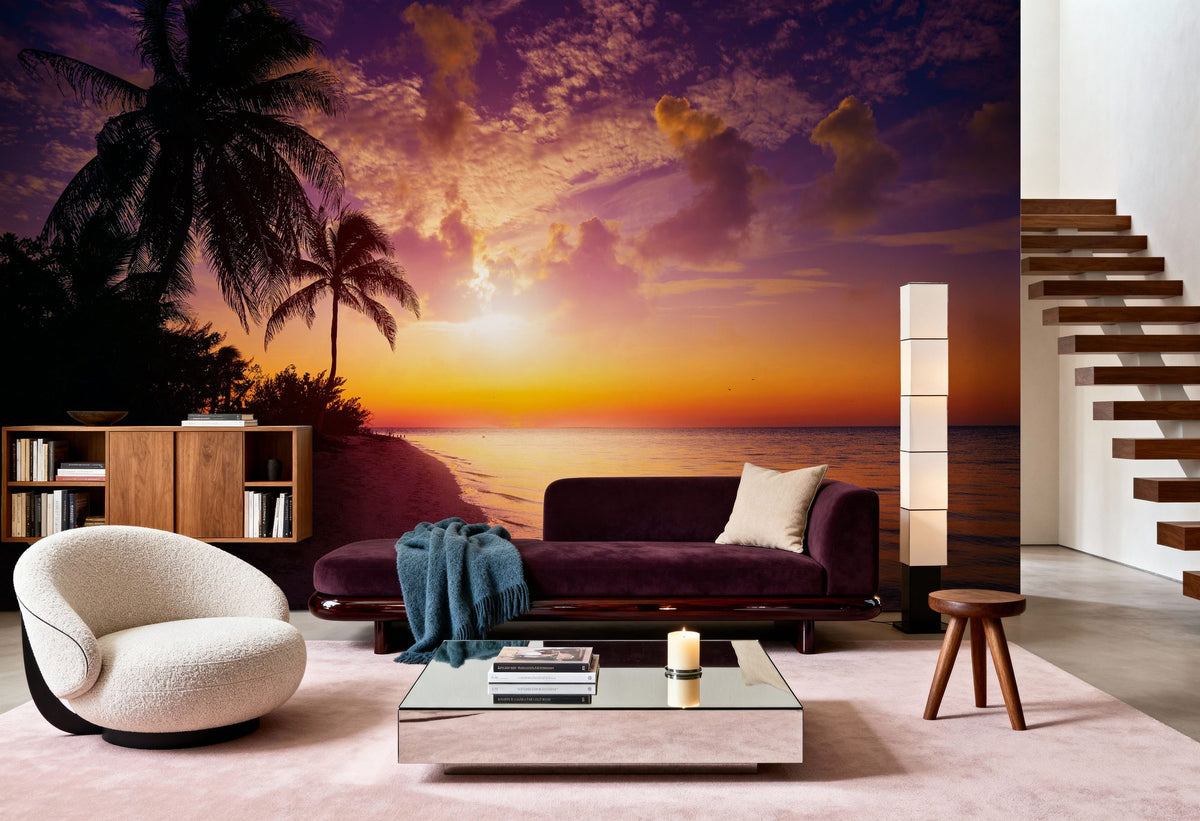 Tropical Twilight Silhouette Mural Wallpaper - room preview 04