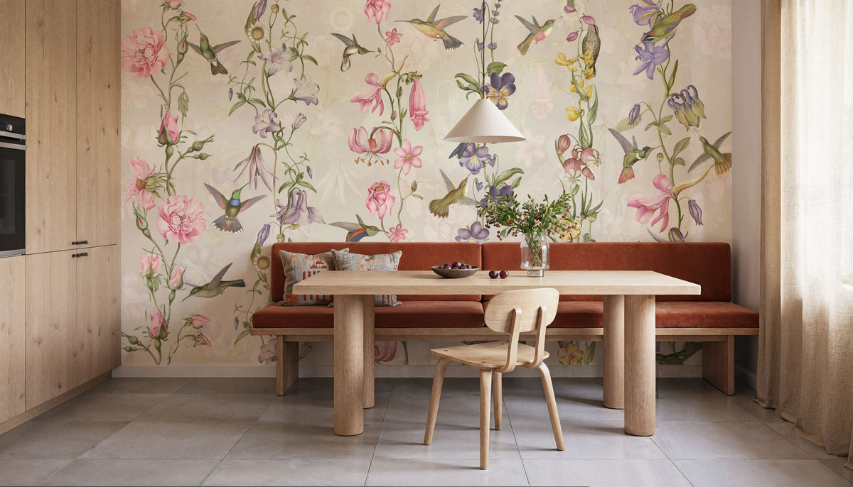 Hummingbirds and Violets Mural Wallpaper - room preview 04