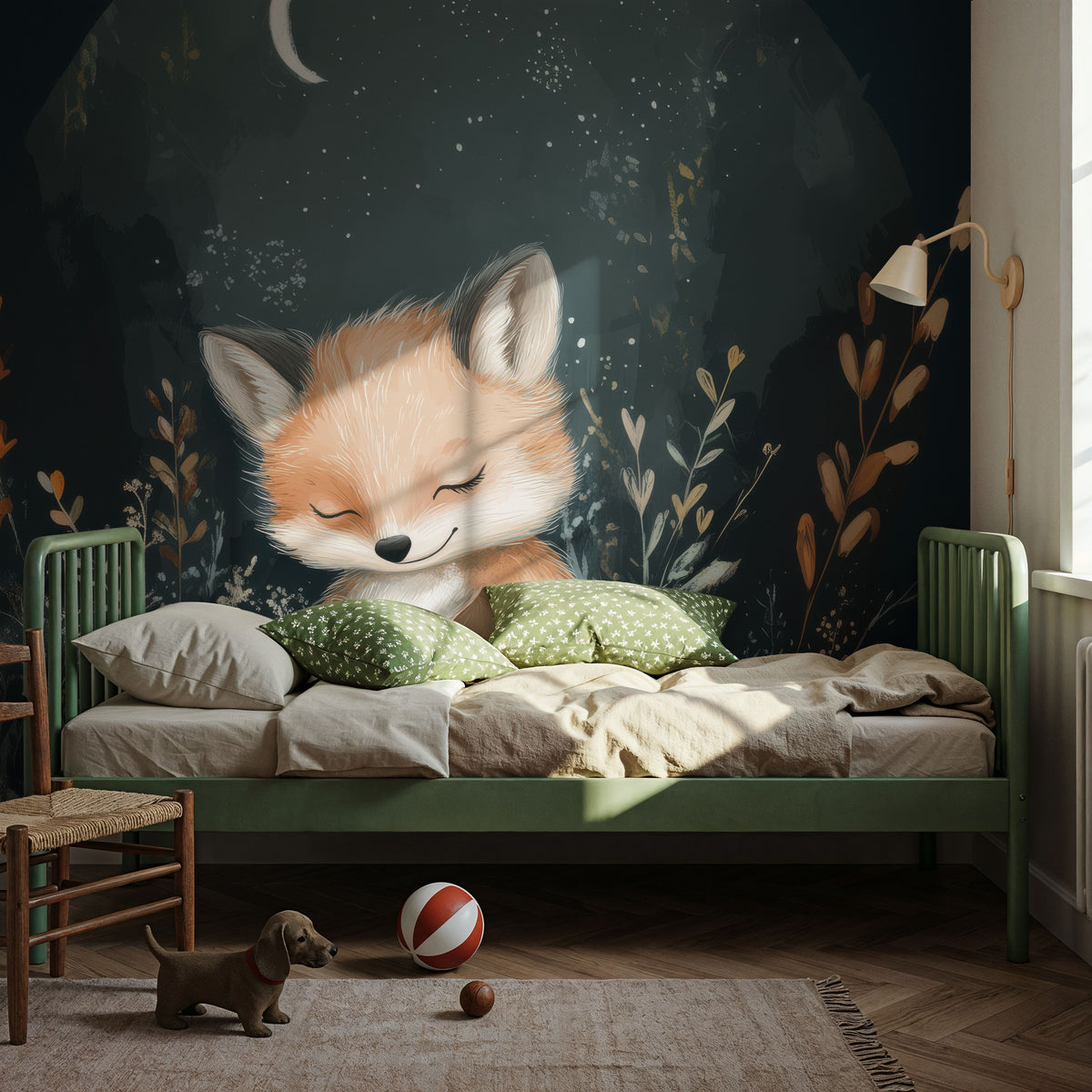 Fox Asleep Mural Wallpaper - room preview 04