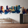 West Palm Beach Florida Skyline Blue & Bronze Mural Wallpaper - room preview 04