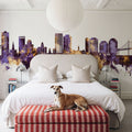 Halifax Canada Skyline Purple & Gold Mural Wallpaper - room preview 04