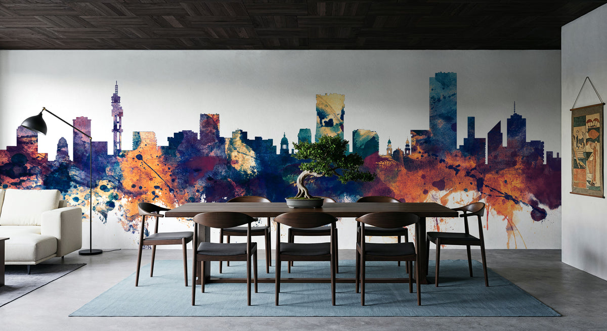 Pretoria South Africa Skyline Blue & Bronze Mural Wallpaper - room preview 04