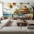 Island Serenity in Abstract Watercolor Mural Wallpaper - room preview 04