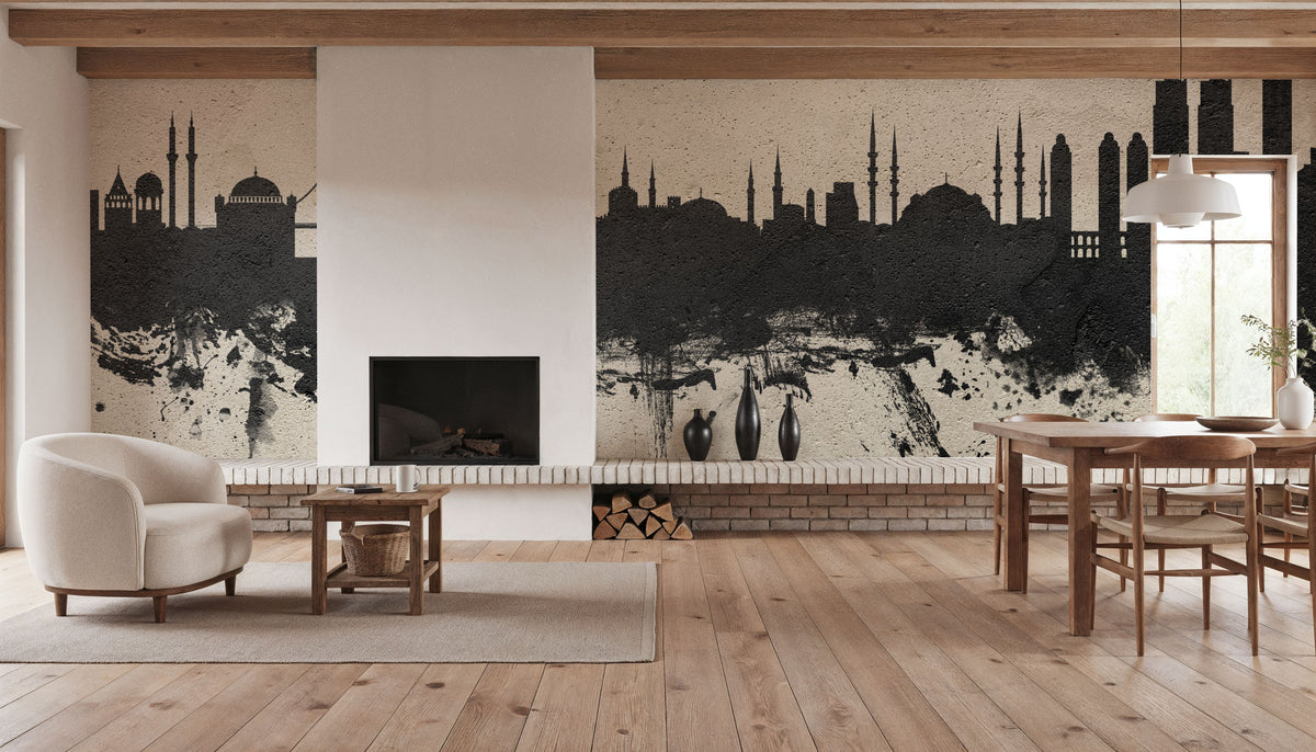 Istanbul Turkey Skyline Concrete Mural Wallpaper - room preview 04