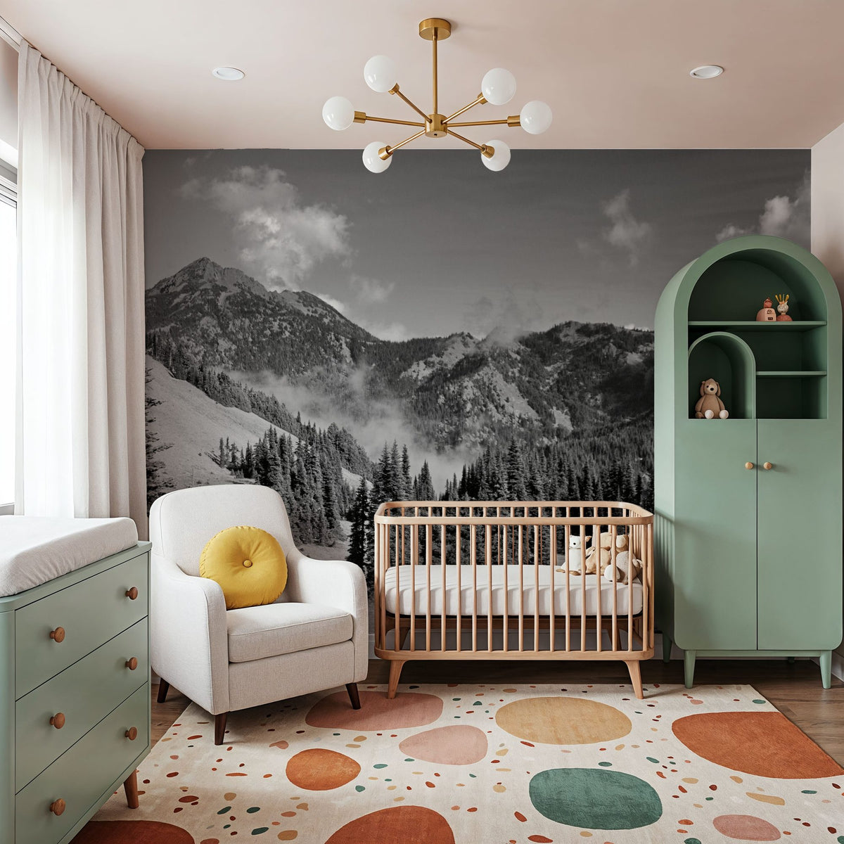 Olympic Mountains Mural Wallpaper - room preview 04