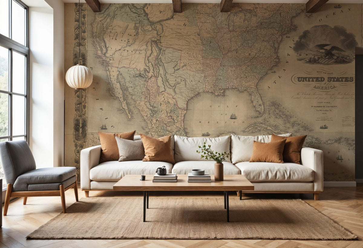 Dwellpaper Colton's Unites States Map 1850 Mural Wallpaper image 4
