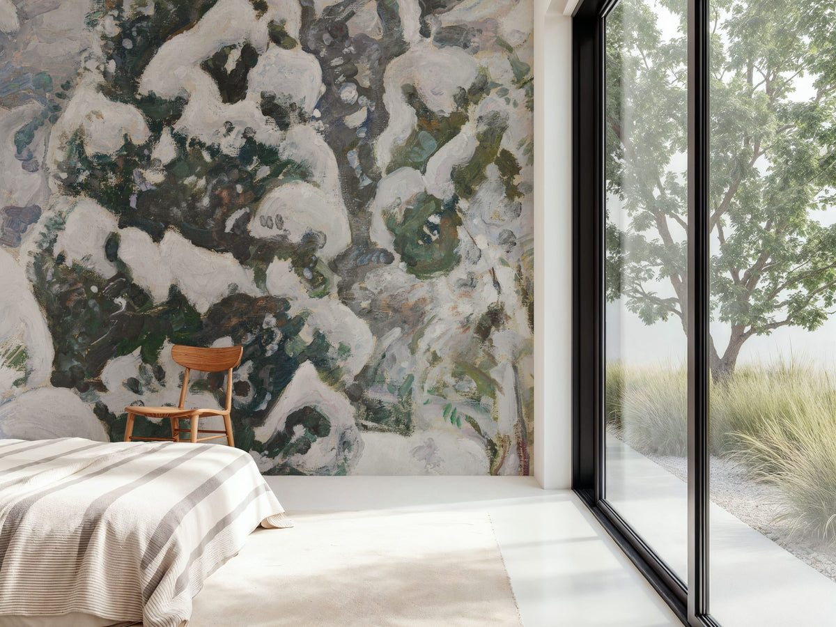 Juniper Tree in the Snow Mural Wallpaper - room preview 04