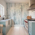 Botanical Wall Teal Mural Wallpaper - room preview 04
