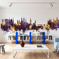 Würzburg Germany Skyline Purple & Gold Mural Wallpaper - room preview 04