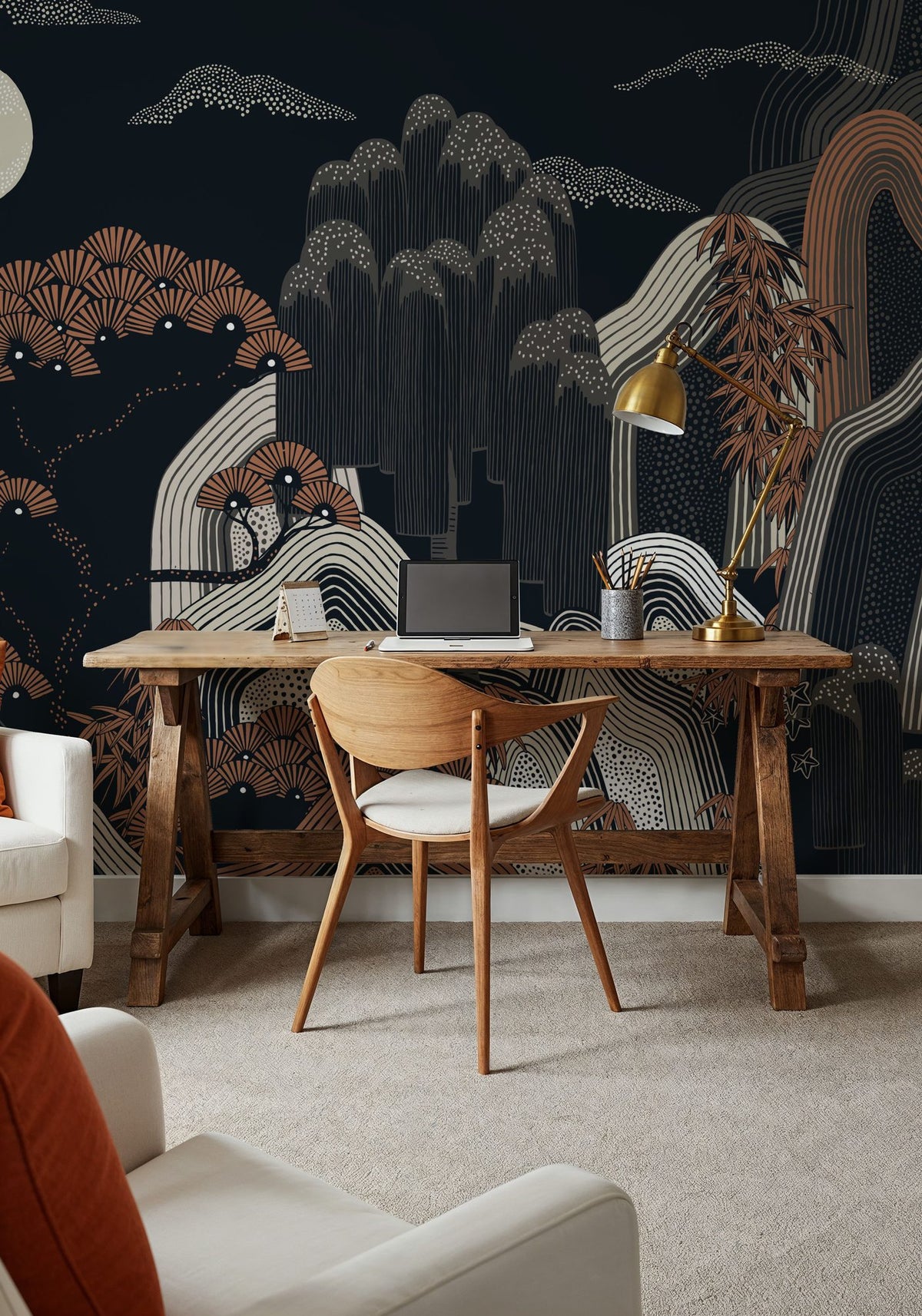 Whispers of the Mountain, Midnight Mural Wallpaper - room preview 04