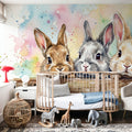 Rabbits II - Cute Baby Animals Series Mural Wallpaper - room preview 04
